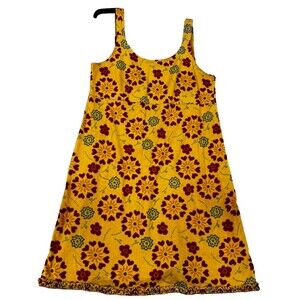 Fresh Produce Women’s Medium Dress Yellow Floral Hearts Cotton Sleeveless